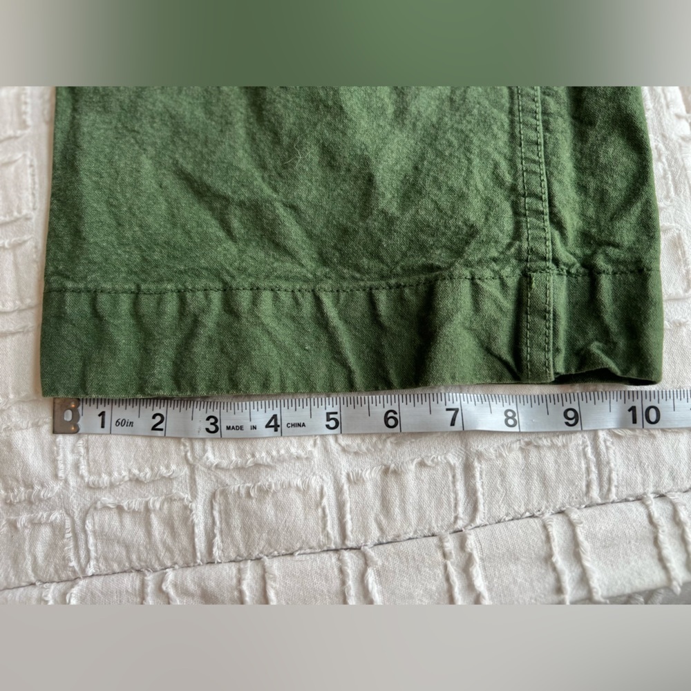 Jesse Kamm Sailor Pants High Rise Wide Leg Button Fly Olive Green Organic Cotton - Picture 11 of 13